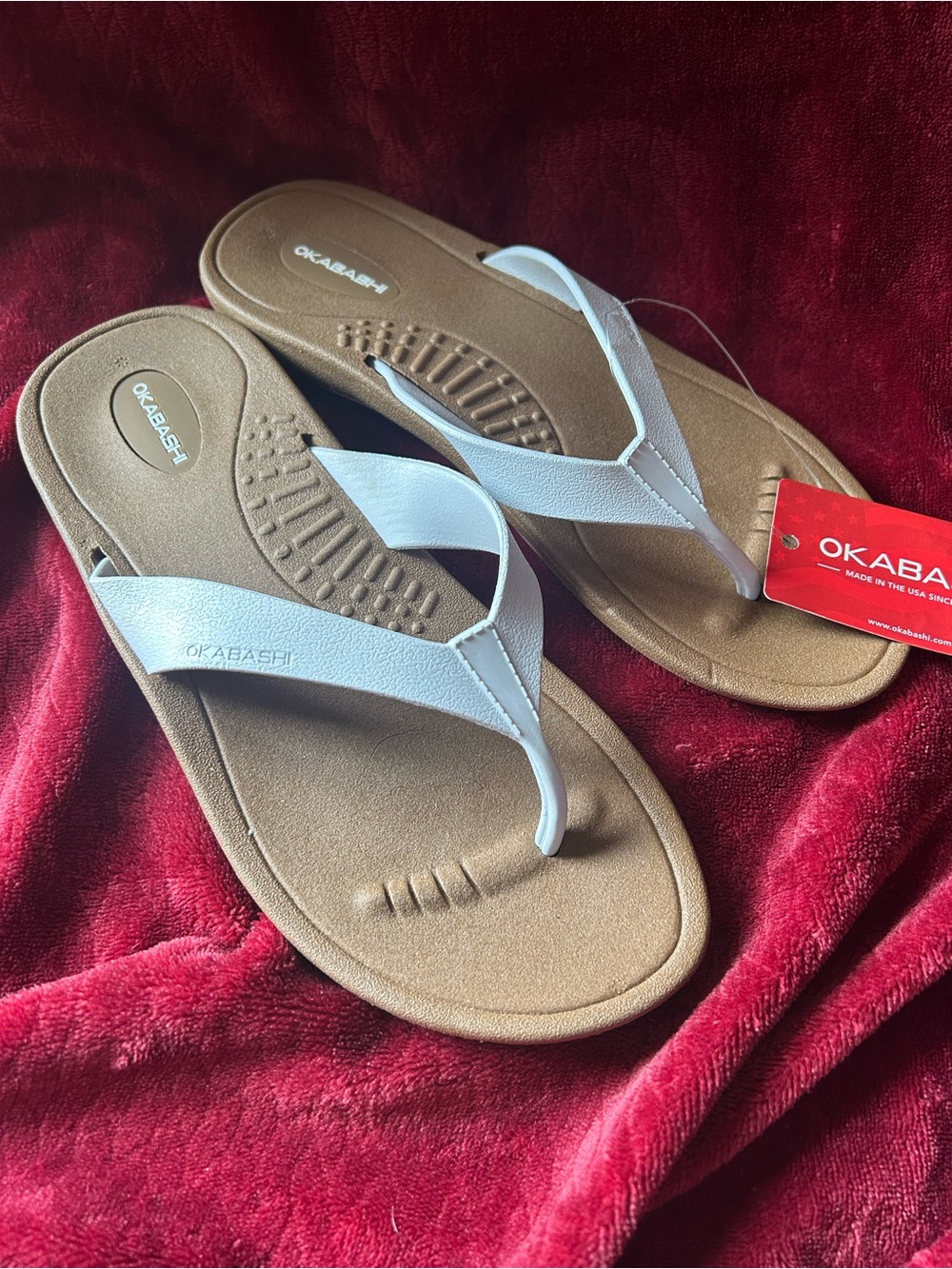 Okabashi Breeze Women's White Flip Flops Size Medium (7-8)